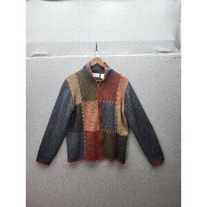 Alfred Dunner Womens Patchwork Knit Zip-Up Jacket M